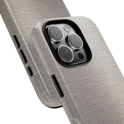 Grey Tough Phone Case for iPhone - Brushed Nickel Linen