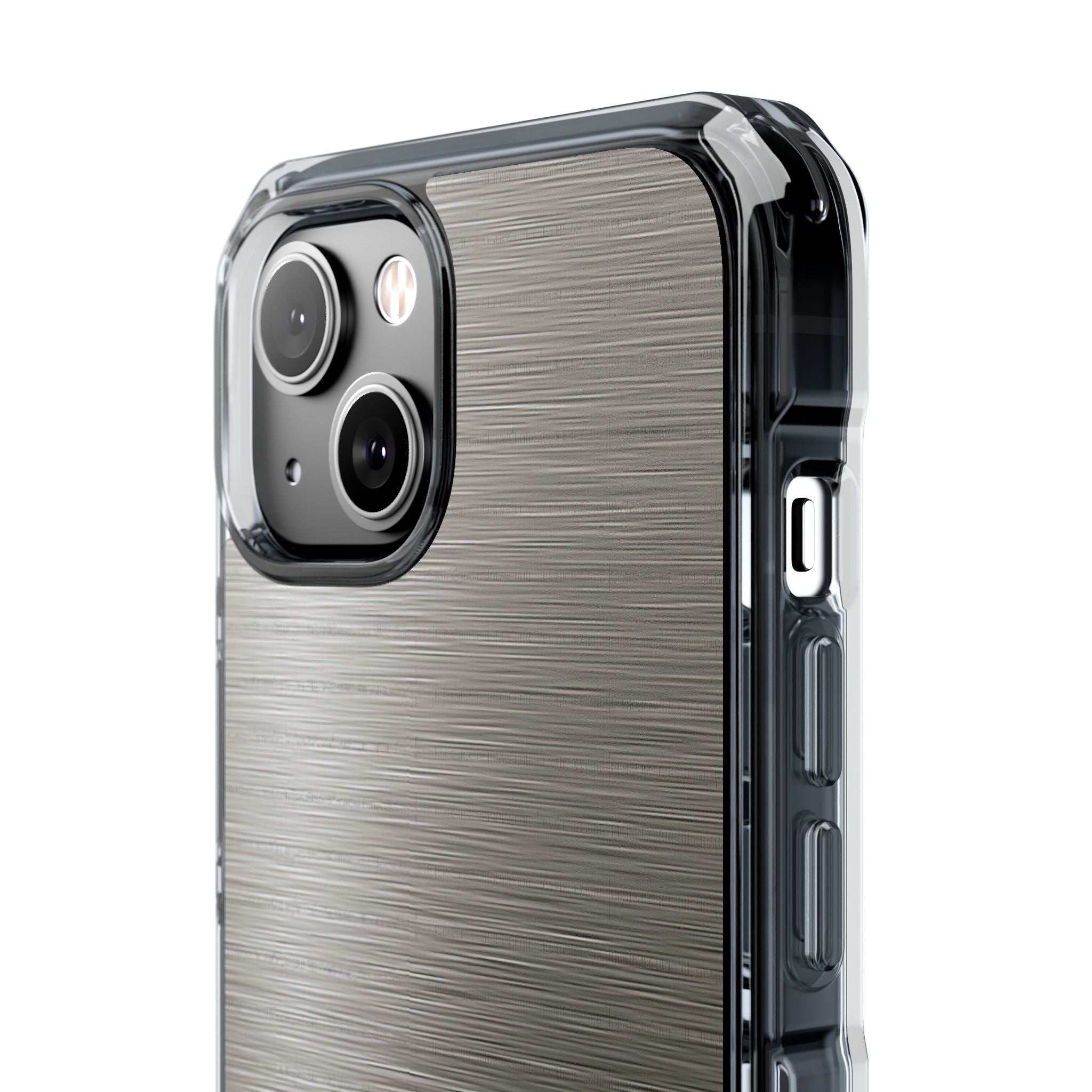 Grey Impact MagSafe Phone Case for iPhone - Brushed Industrial Steel