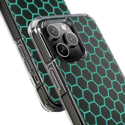 Neon Hex Spectrum · Clear Impact Magnetic Phone Case for iPhone · Teal
