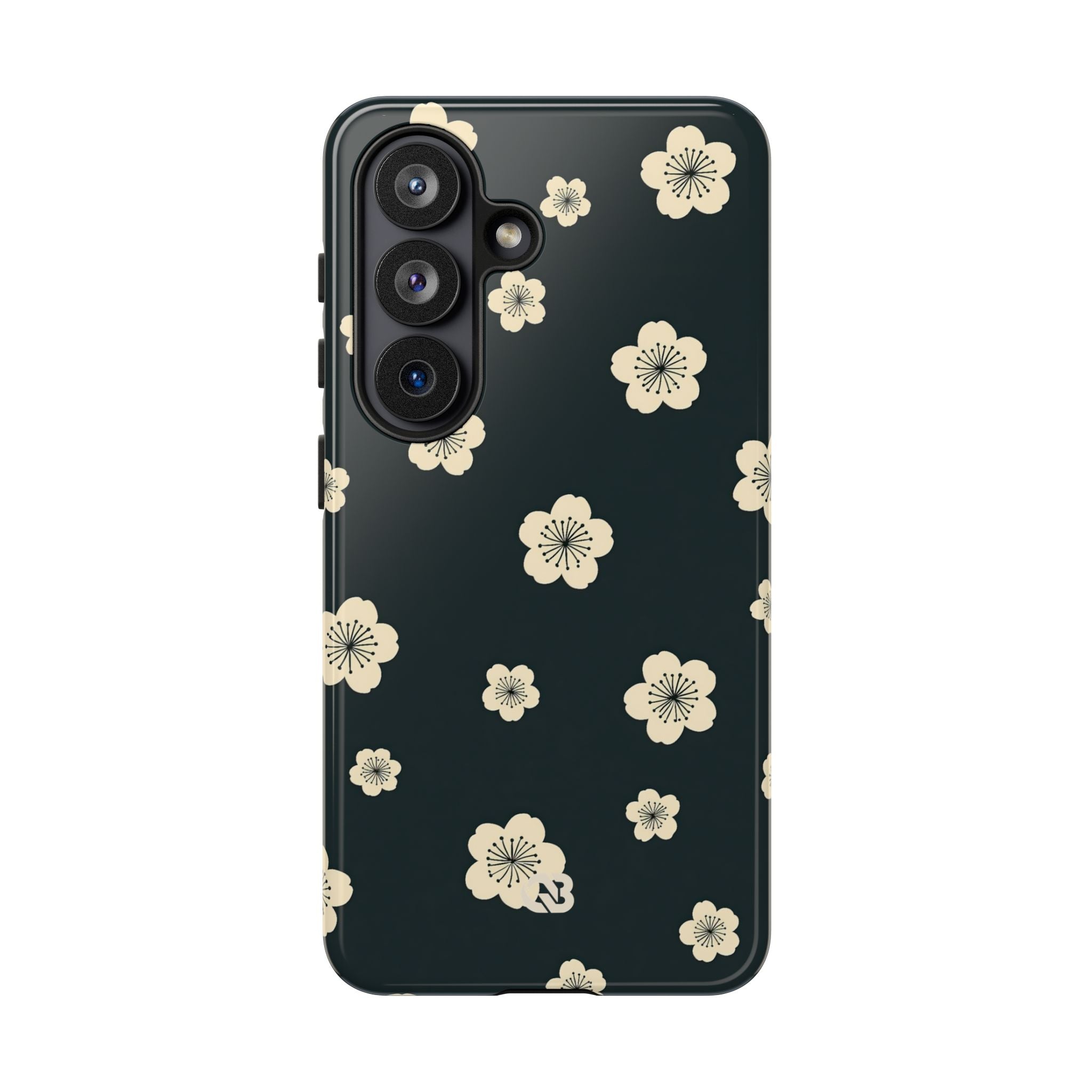 Teal Tough Phone Case for Samsung - Obsidian Cream Petals
