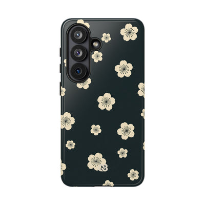 Teal Tough Phone Case for Samsung - Obsidian Cream Petals