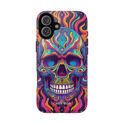 Neon Skull Flame iPhone 16 Plus Case - Tough