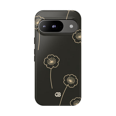Black Tough Phone Case for Google Pixel - Obsidian Sand Petals