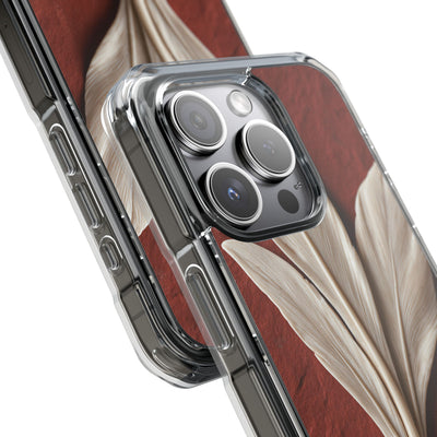 Carved Ivory Plume · Clear Impact Magnetic Phone Case for iPhone · Red
