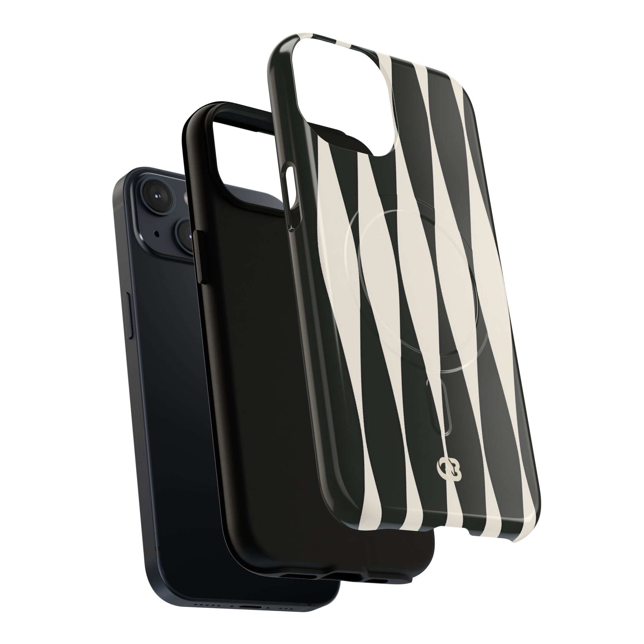 Black Tough 2.0 Magsafe Phone Case for iPhone - Ivory Spindle Grid