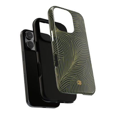 Green Tough Phone Case for iPhone - Dark Olive Plume
