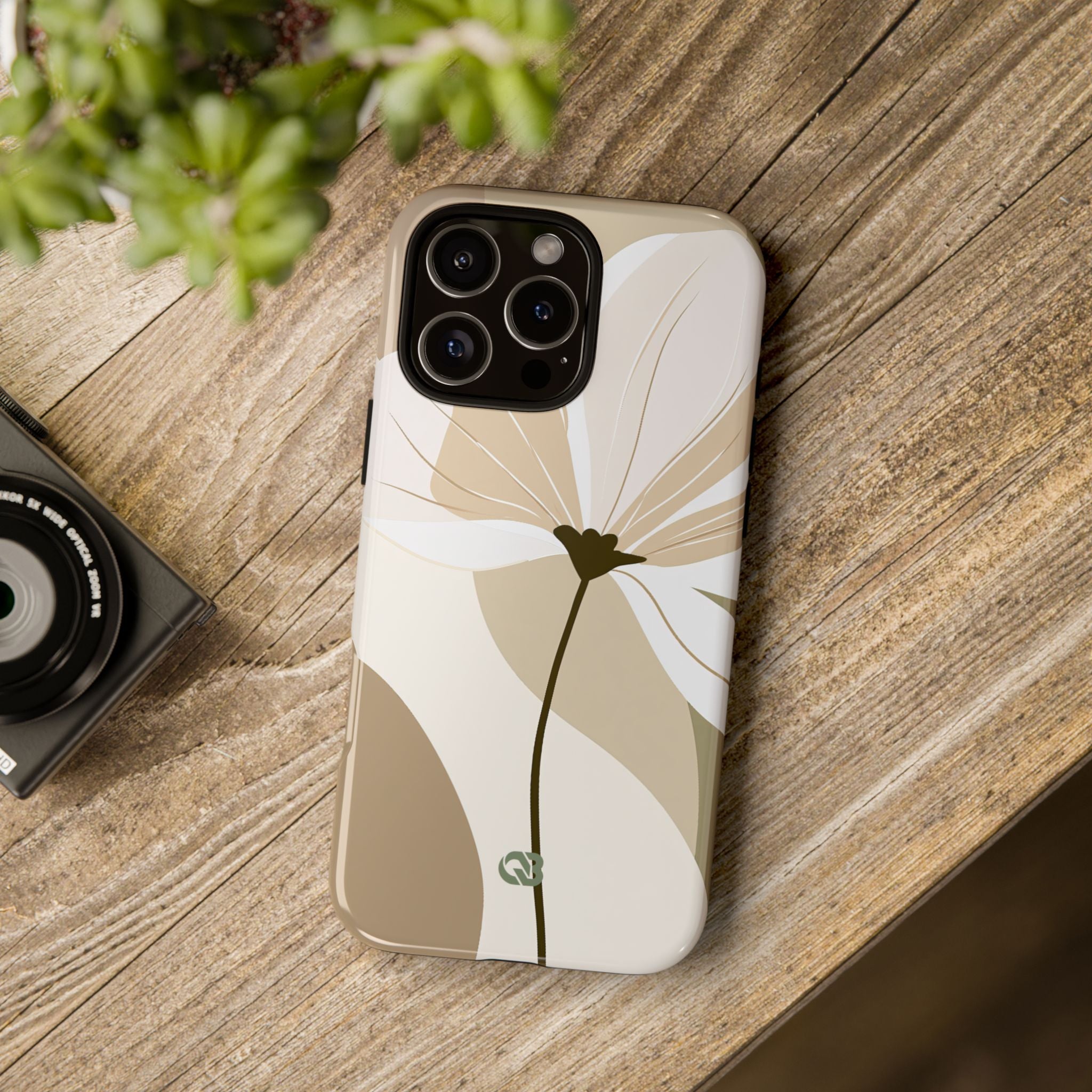 Beige Tough Phone Case for iPhone - Sage Linen Magnolia