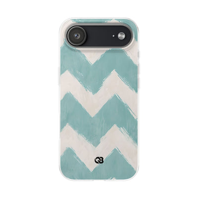 Teal Painted Chevron · Soft Phone Case for iPhone