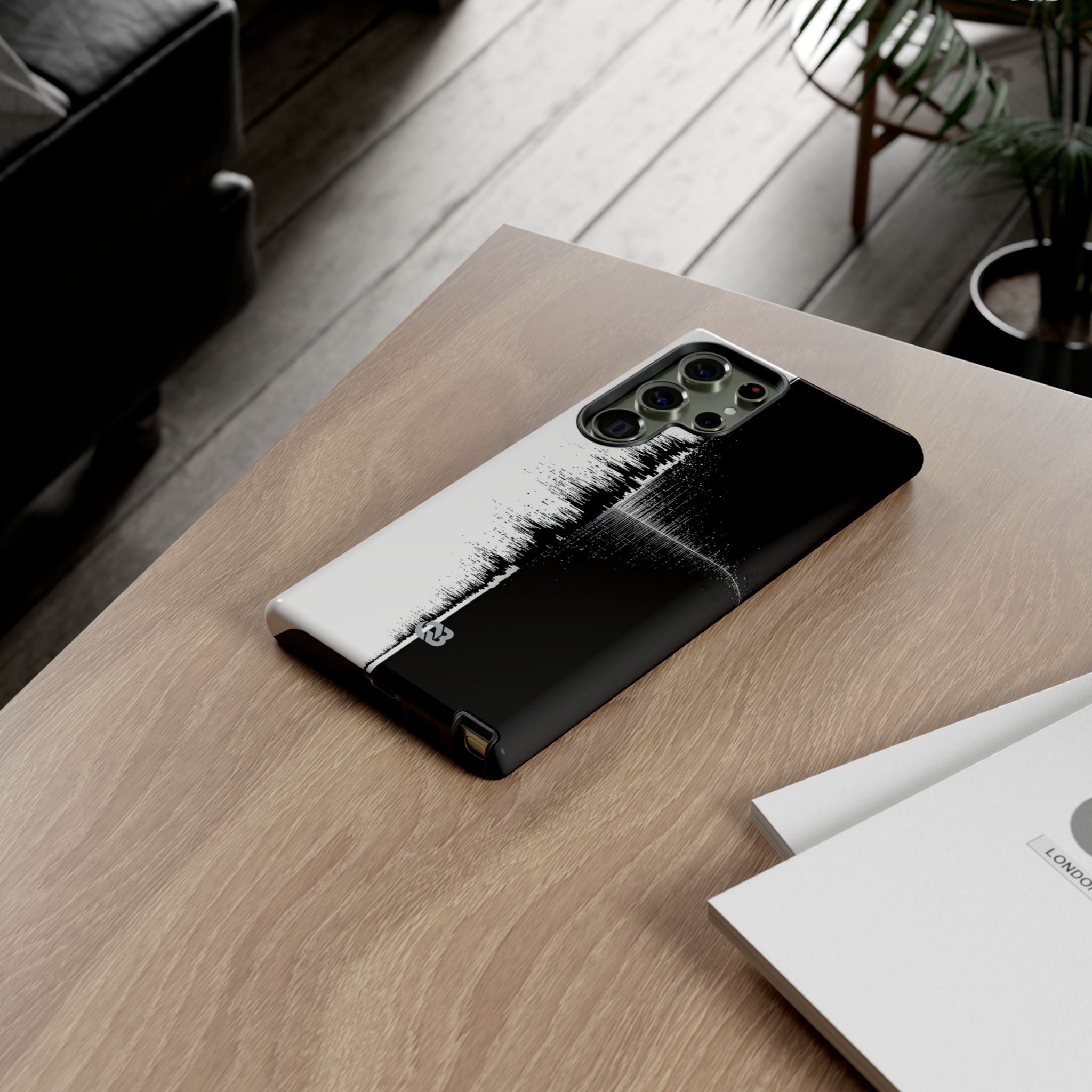 Black Tough Phone Case for Samsung - Static Signal Split