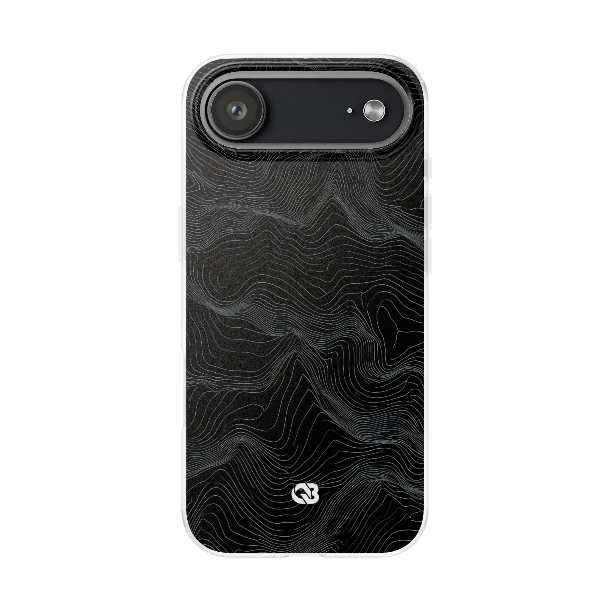 Black Lite Phone Case for iPhone - Obsidian Topo Wireframe