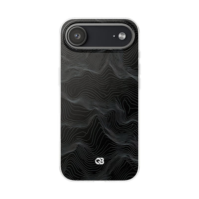Black Lite Phone Case for iPhone - Obsidian Topo Wireframe