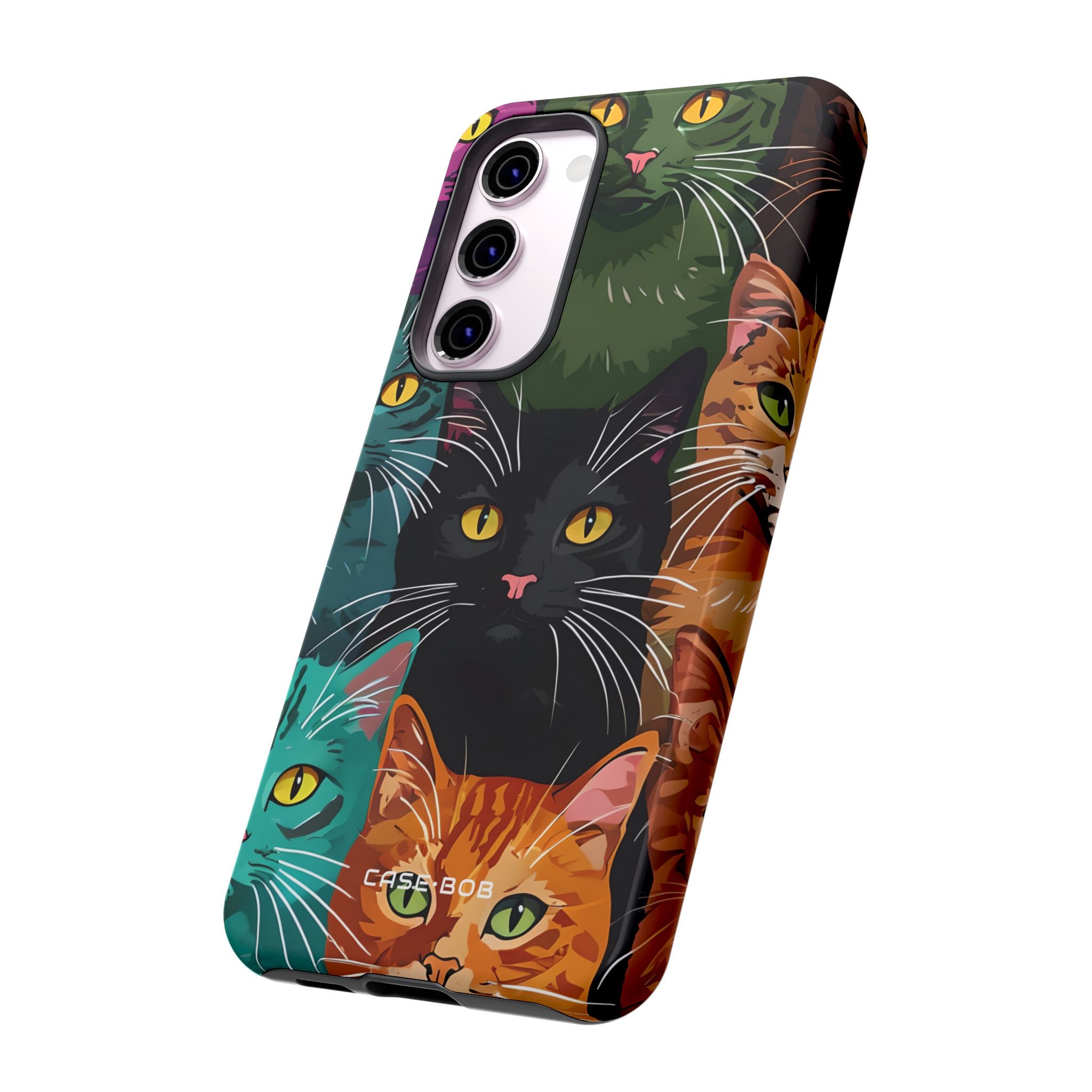 Teal Cat Grid Samsung S23 Plus Case - Tough