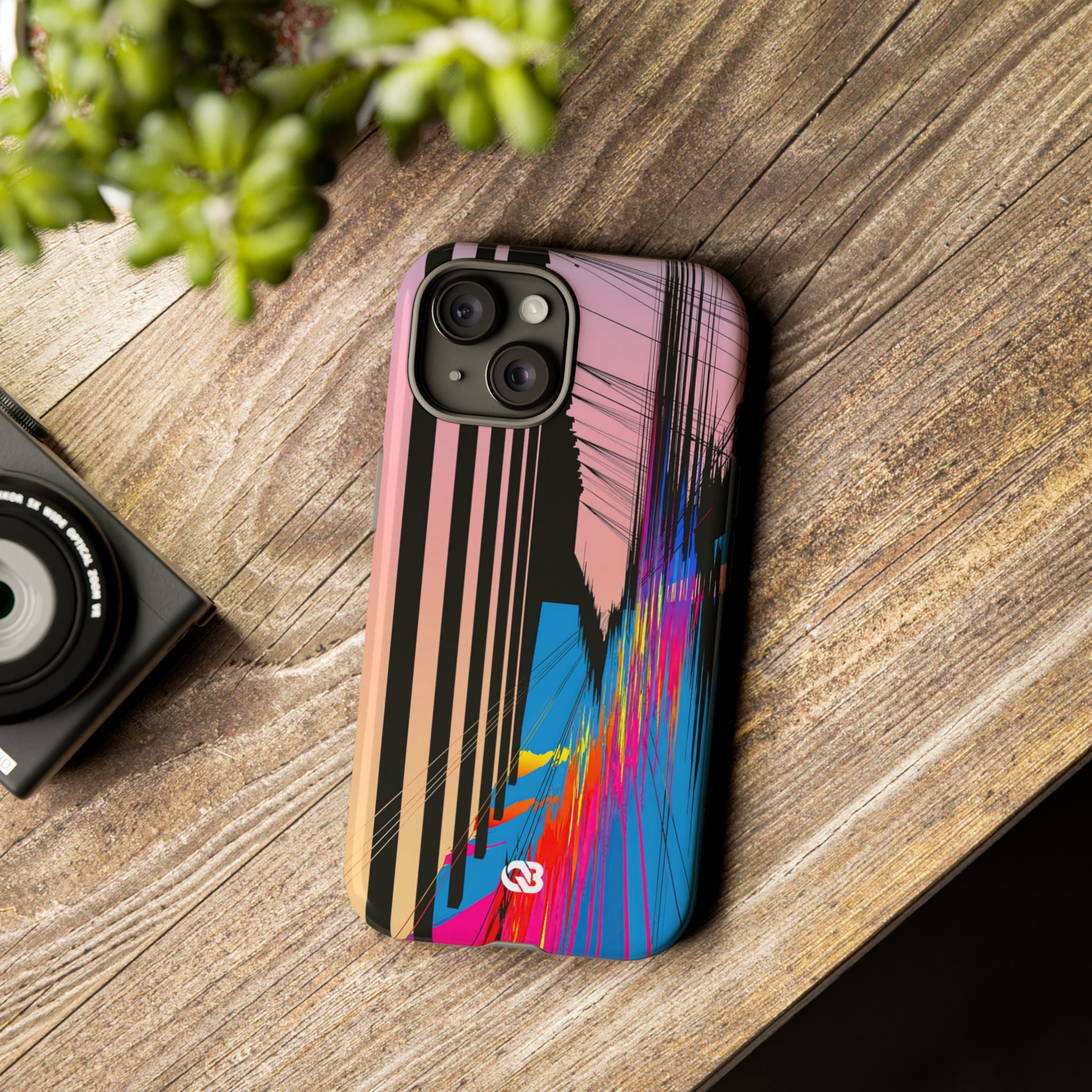 Blue Tough Phone Case for iPhone - Fractured Data Skyline