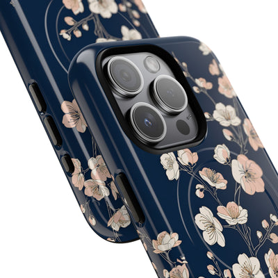 Blue Tough 2.0 Magsafe Phone Case for iPhone - Midnight Peach Sakura