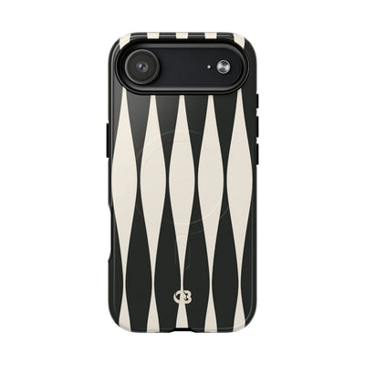 Black Tough 2.0 Magsafe Phone Case for iPhone - Ivory Spindle Grid