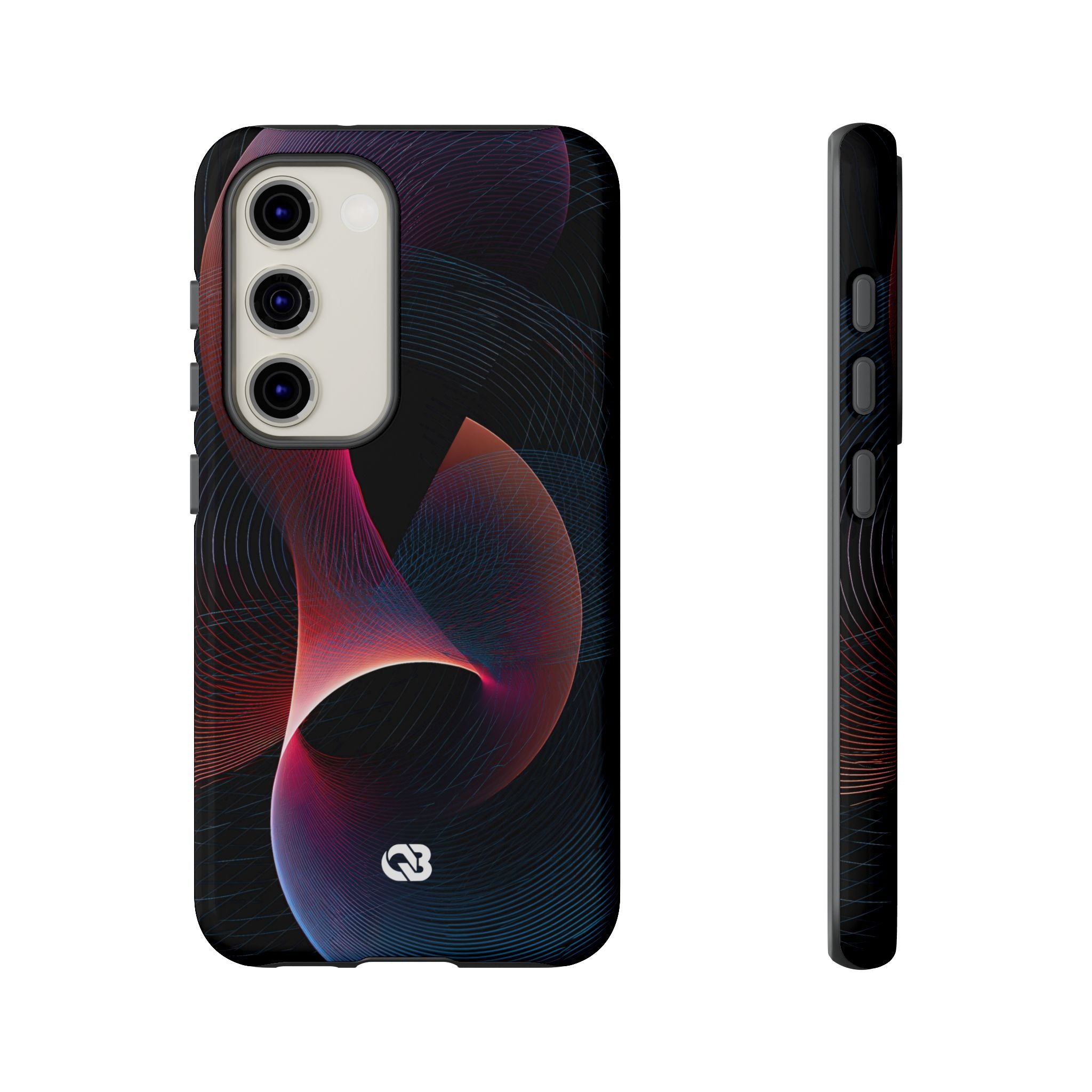 Black Tough Phone Case for Samsung - Cobalt Crimson Flux