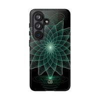 Green Tough Phone Case for Samsung - Cyan Signal Bloom