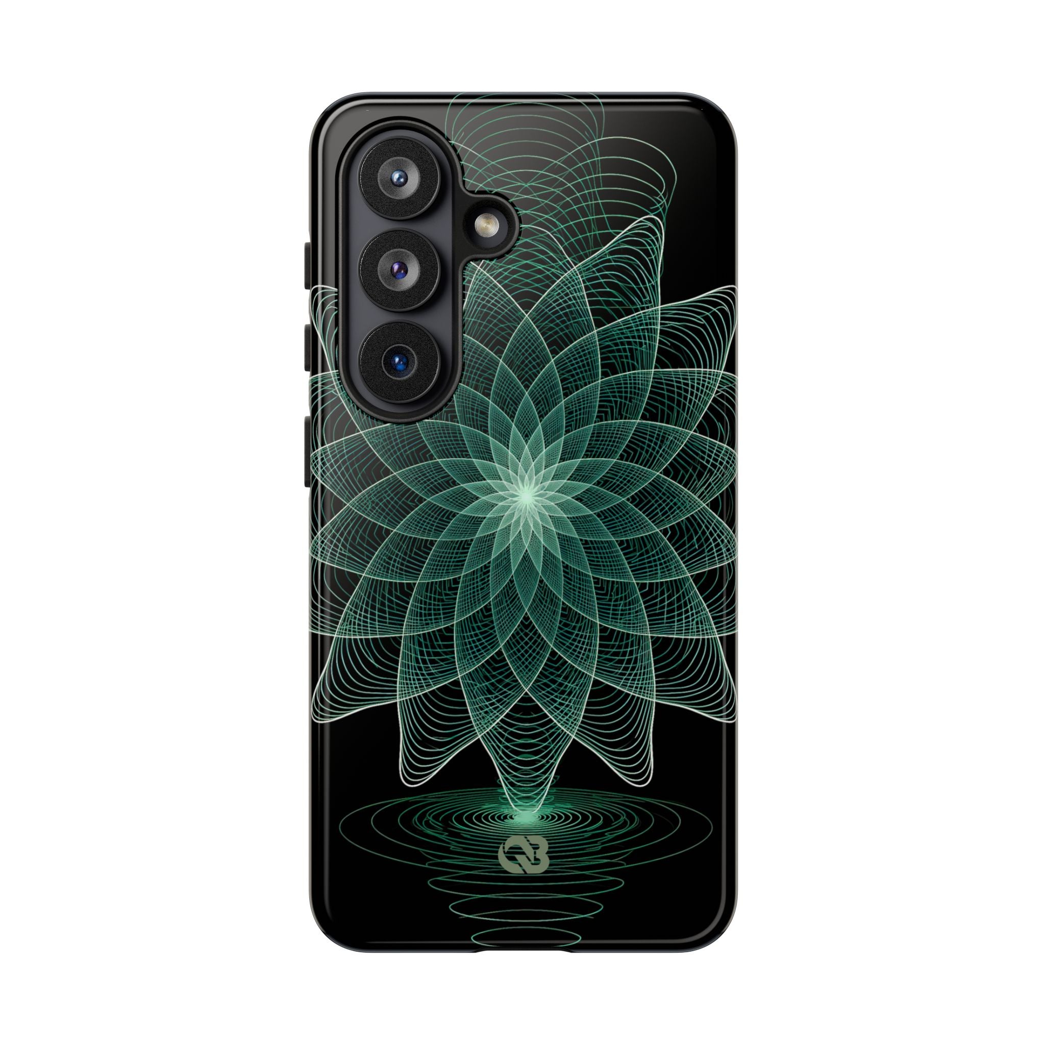 Green Tough Phone Case for Samsung - Cyan Signal Bloom