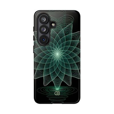 Green Tough Phone Case for Samsung - Cyan Signal Bloom