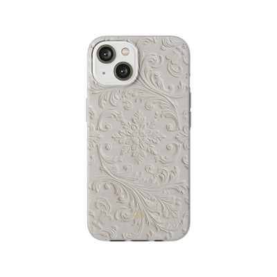 White Lite Phone Case for iPhone - Alabaster Floral Relief