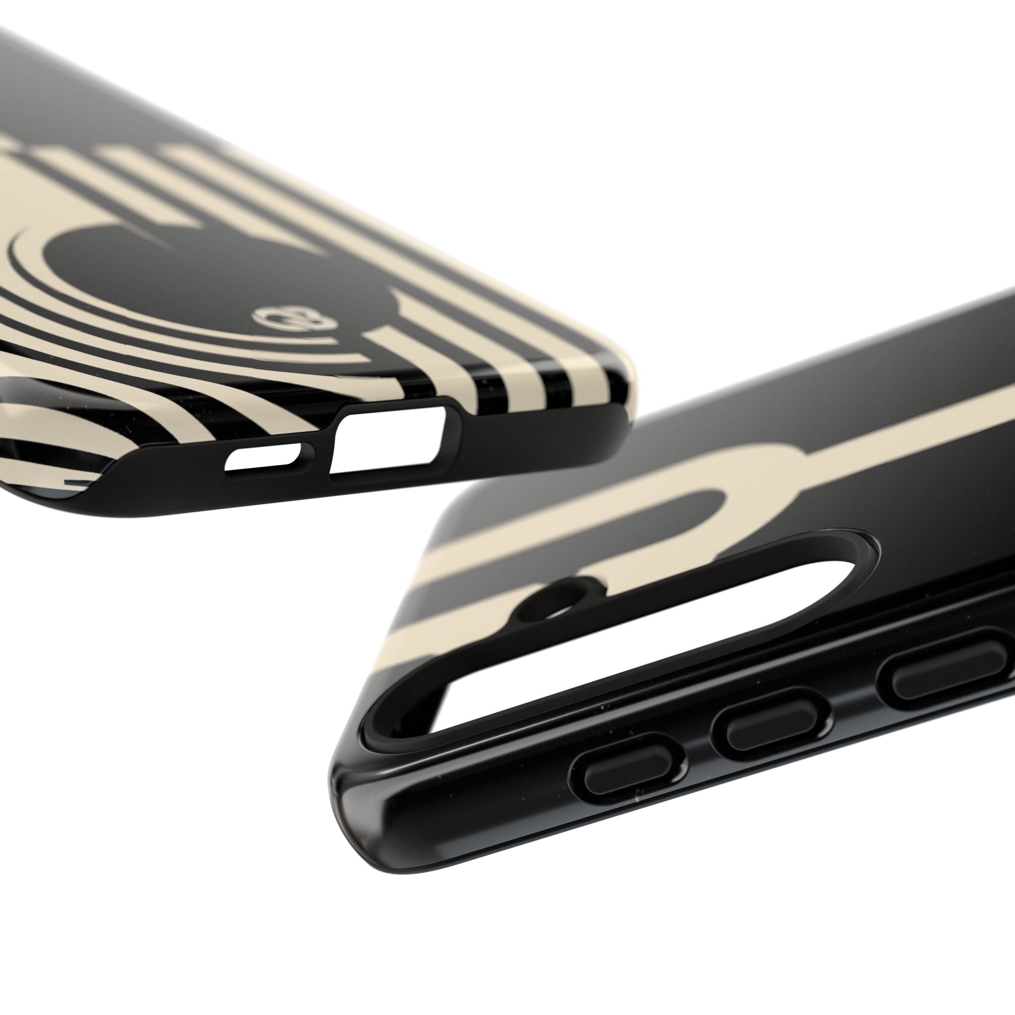 Black Tough Phone Case for Samsung - Ivory Signal Grid