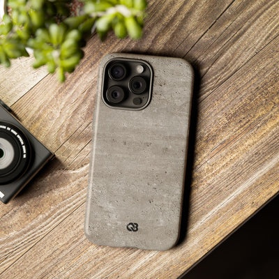 Grey Tough Phone Case for iPhone - Brutalist Stone Grit