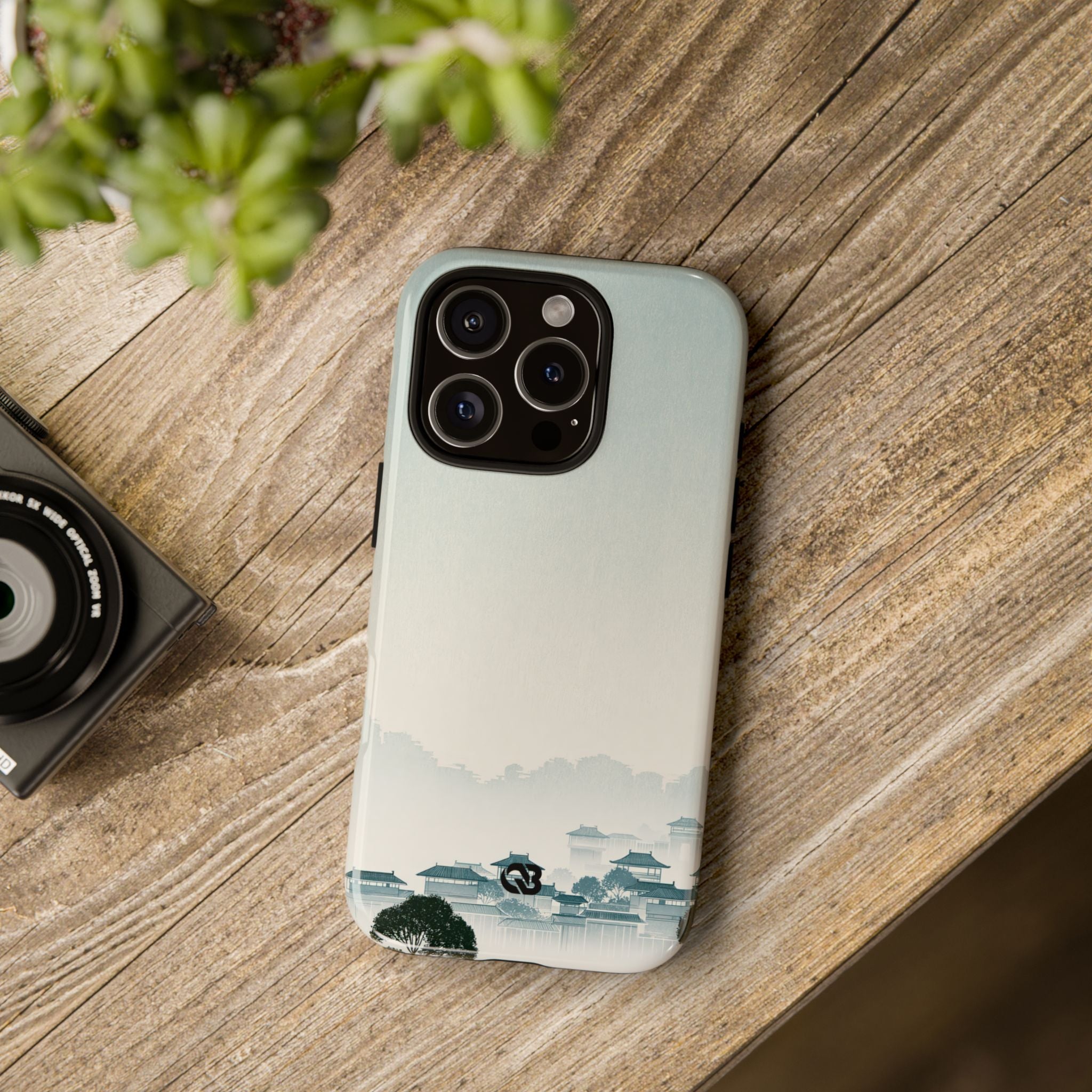 Blue Tough Phone Case for iPhone - Mist Valley Pagoda