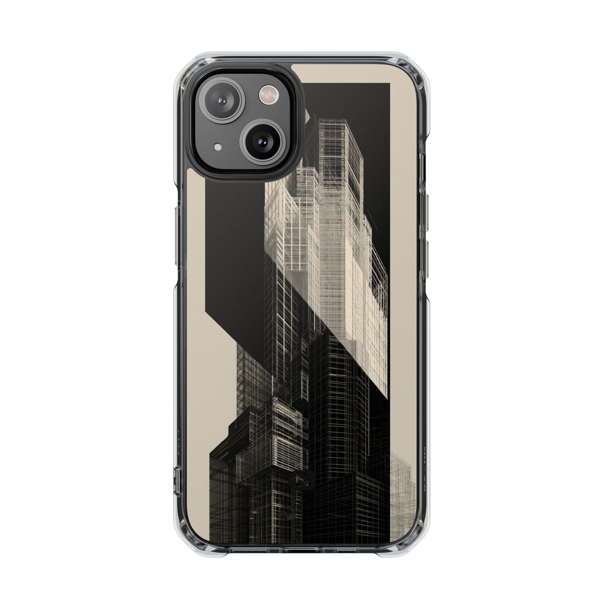 Beige Impact MagSafe Phone Case for iPhone - Monolith Urban Grid