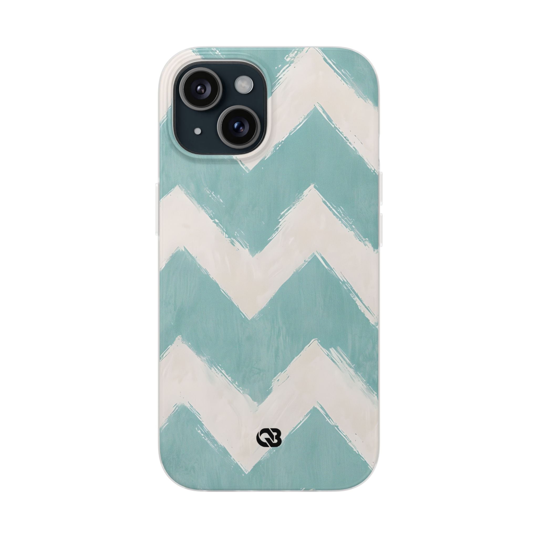 Teal Painted Chevron · Soft Phone Case for iPhone