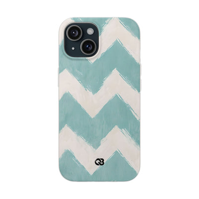 Teal Painted Chevron · Soft Phone Case for iPhone