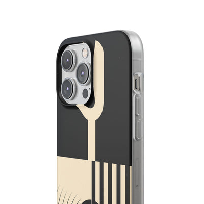 Black Lite Phone Case for iPhone - Ivory Signal Grid
