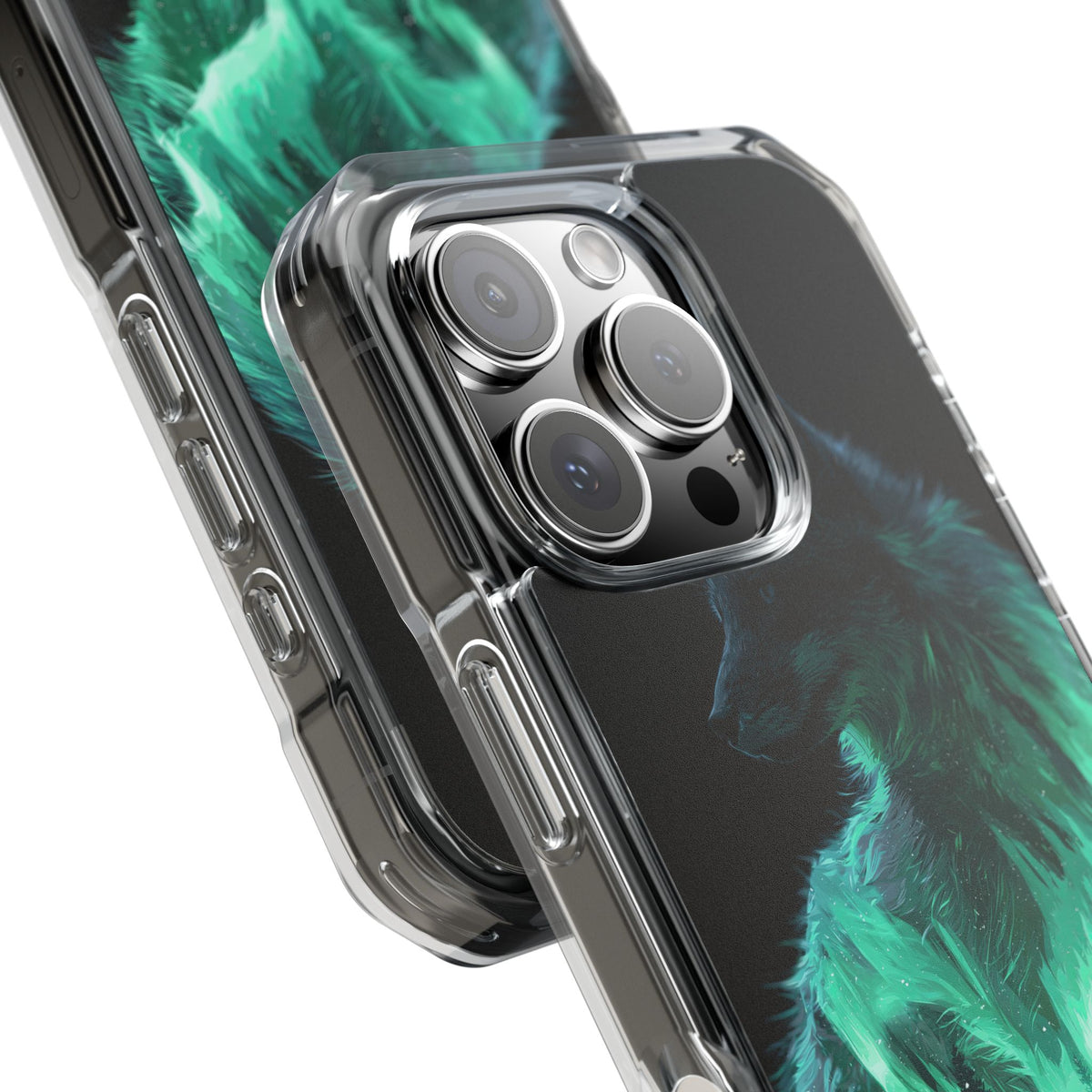 Nordic Aurora Fox · Clear Impact Magnetic Phone Case for iPhone · Teal