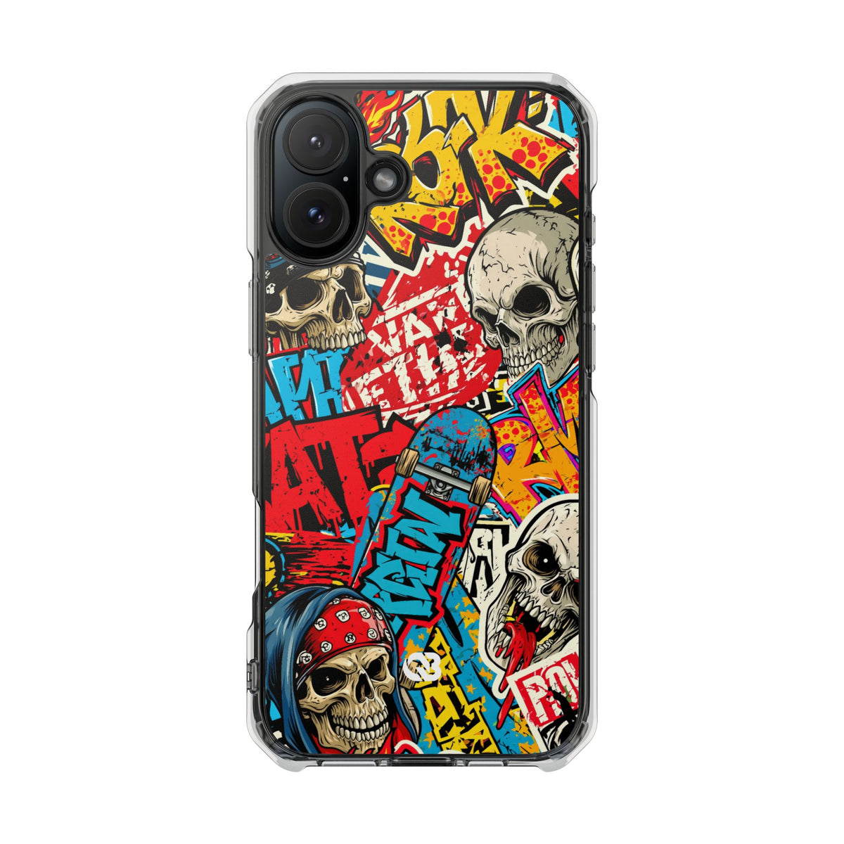 Skate Skull Riot · Clear Impact Magnetic Phone Case for iPhone · Red