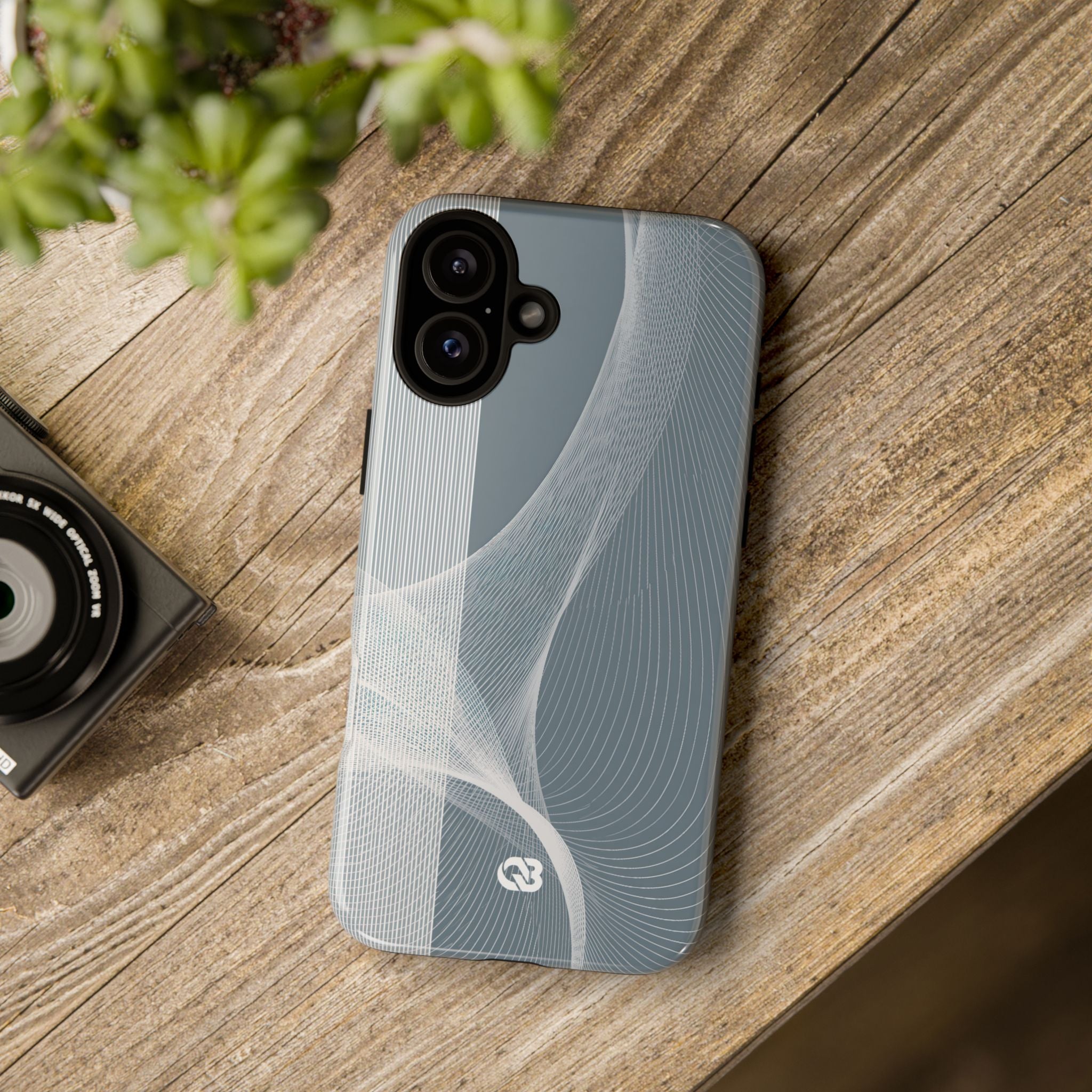 Grey Tough Phone Case for iPhone - Slate Mesh Horizon