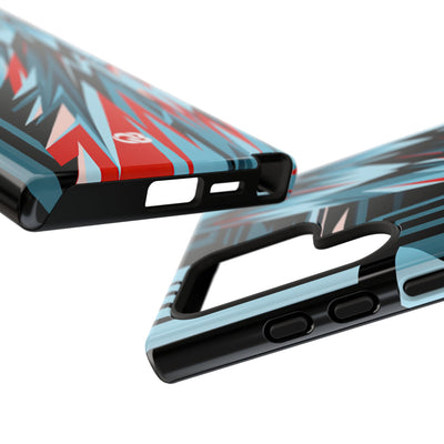 Blue Tough Phone Case for Samsung - Glitch Peak Cyan