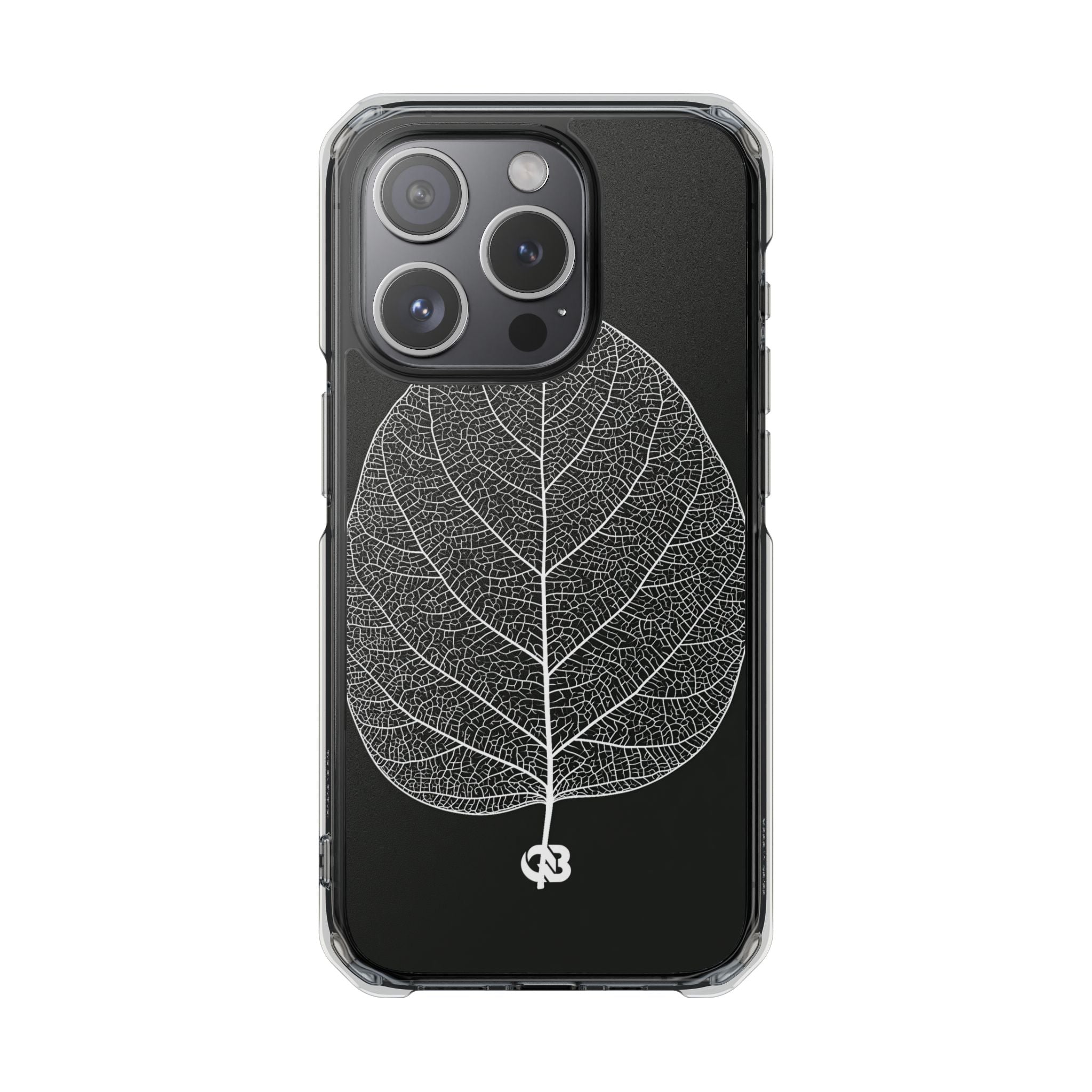 Black Impact MagSafe Phone Case for iPhone - Bleached Leaf Lattice
