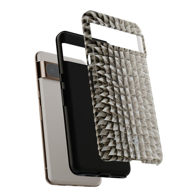 Beige Tough Phone Case for Google Pixel - Bone Spiked Grid
