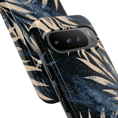 Blue Tough Phone Case for Google Pixel - Midnight Indigo Palm