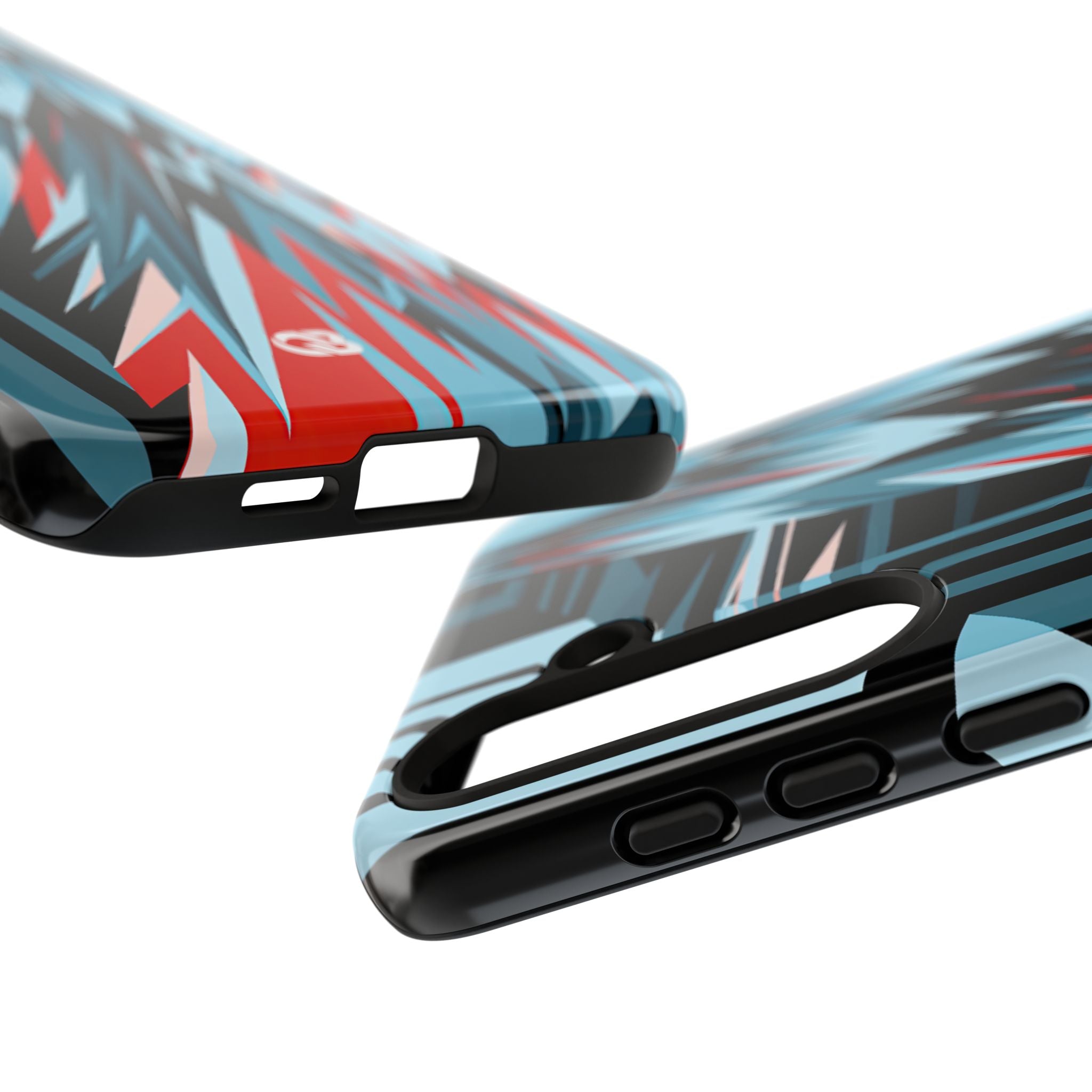 Blue Tough Phone Case for Samsung - Glitch Peak Cyan