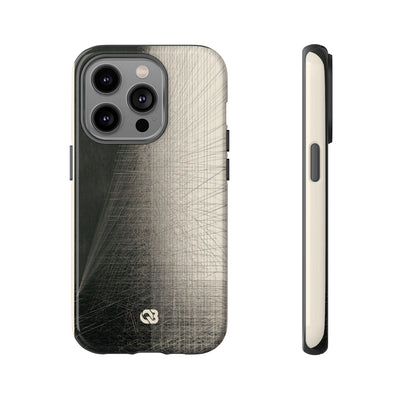 Beige Tough Phone Case for iPhone - Brutalist Graphite Grid