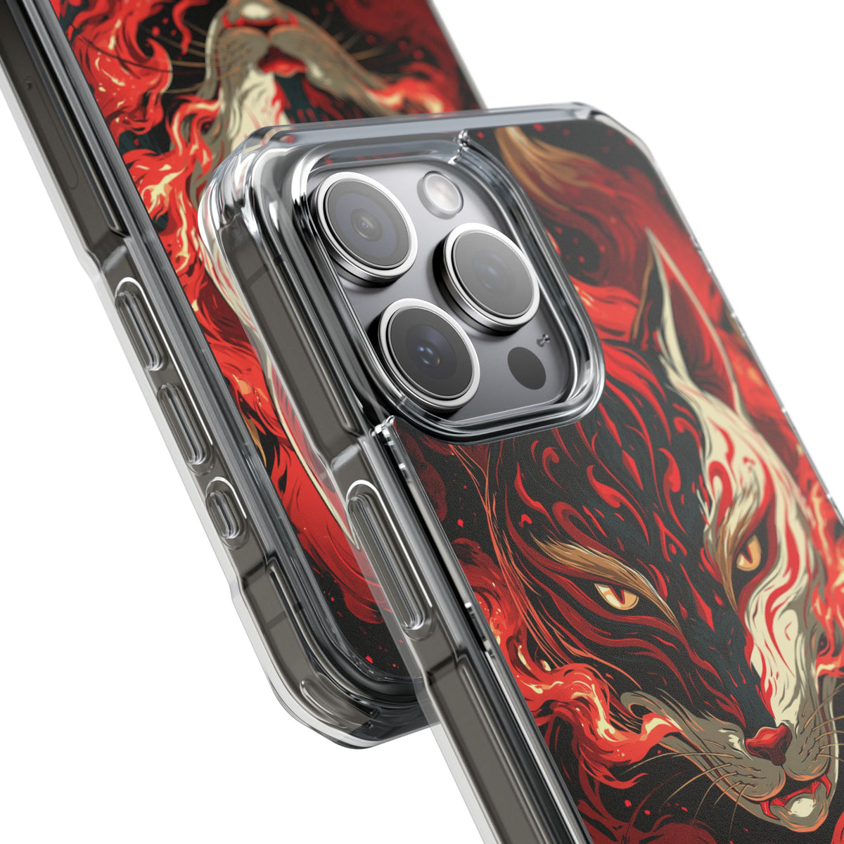 Crimson Kitsune Spirit · Clear Impact Magnetic Phone Case for iPhone · Red