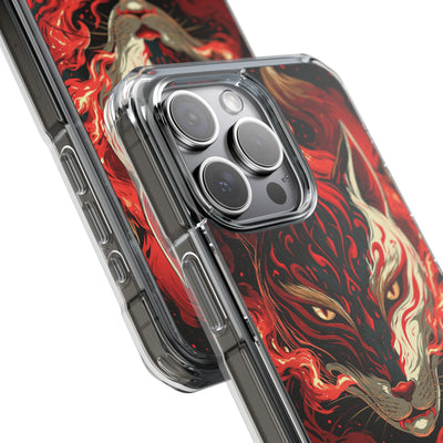 Crimson Kitsune Spirit · Clear Impact Magnetic Phone Case for iPhone · Red