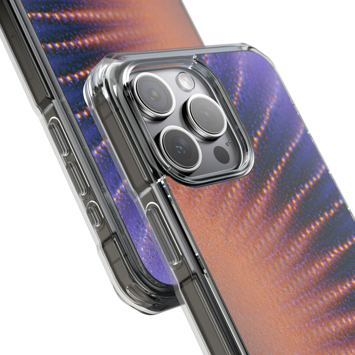 Luminous Aura Burst · Clear Impact Magnetic Phone Case for iPhone · Blue