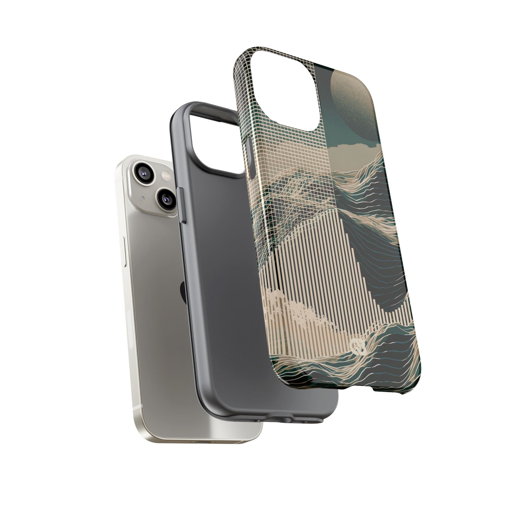 Green Tough Phone Case for iPhone - Lunar Moss Topography
