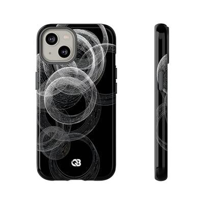 Black Tough Phone Case for iPhone - Kinetic Wireframe Orbit
