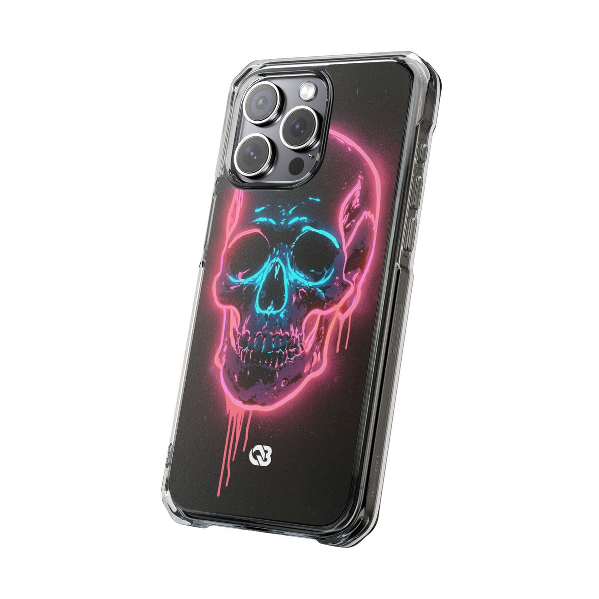Neon Drip Skull · Clear Impact Magnetic Phone Case for iPhone · Black