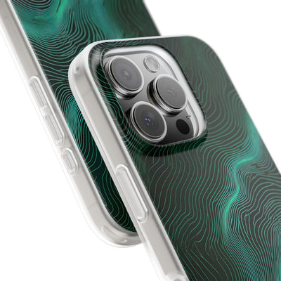 Teal Lite Phone Case for iPhone - Neon Jade Contour