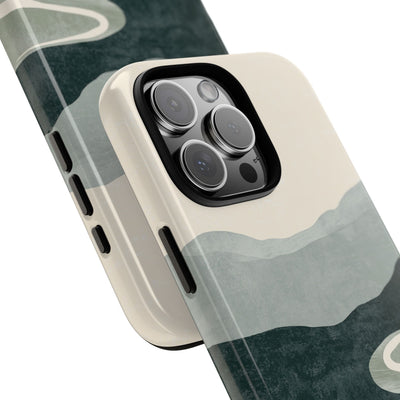 Green Tough Phone Case for iPhone - Misty Sage Valley