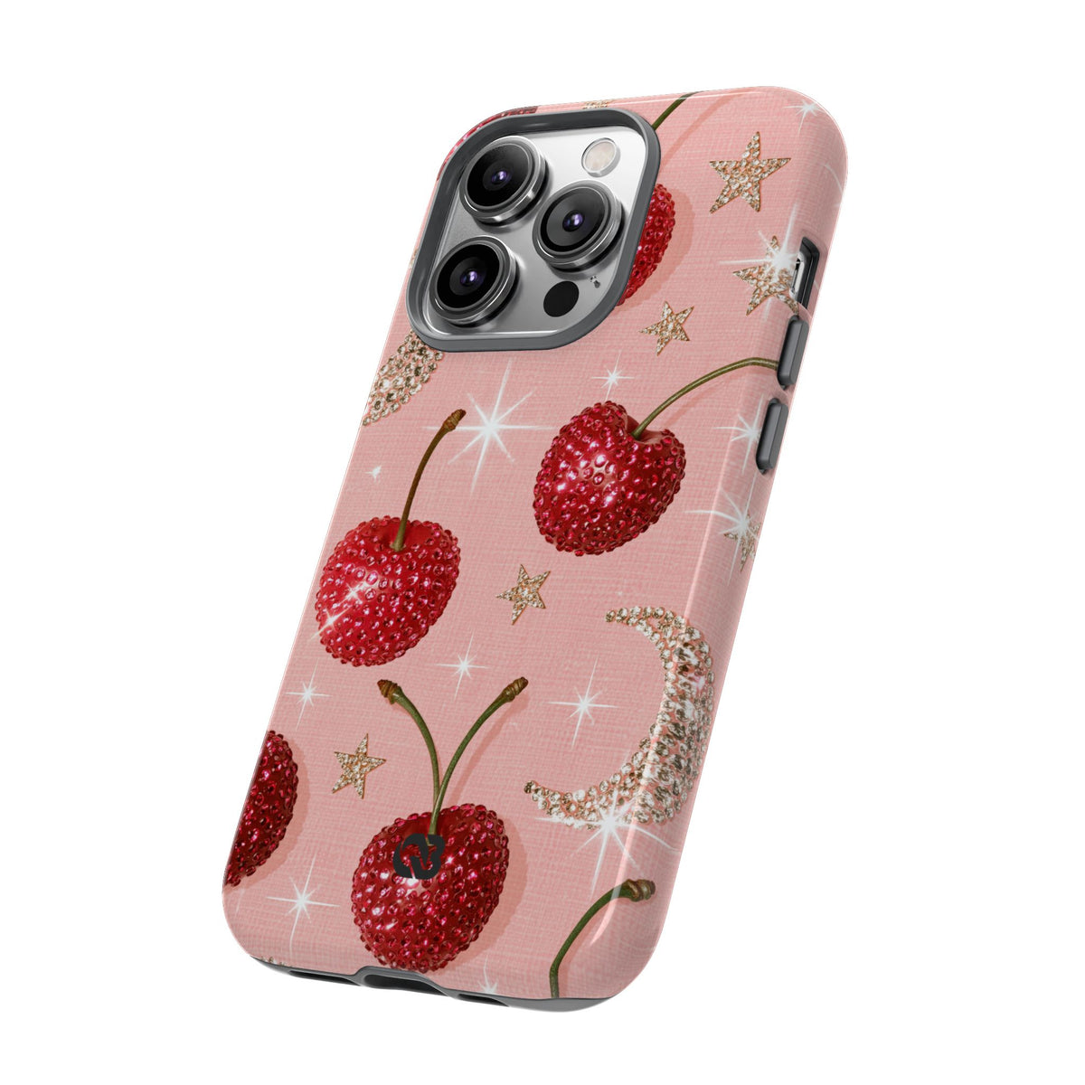 Bedazzled Ruby Cherries · Tough Phone Case for iPhone · Pink
