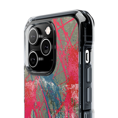 Neon Static Drip · Clear Impact Magnetic Phone Case for iPhone · Pink
